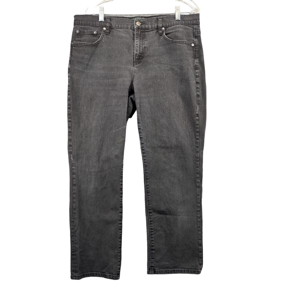 Lauren Jeans Co. Womens Classic Straight Jeans Blac Plus Size 14 Denim 5-Pocket